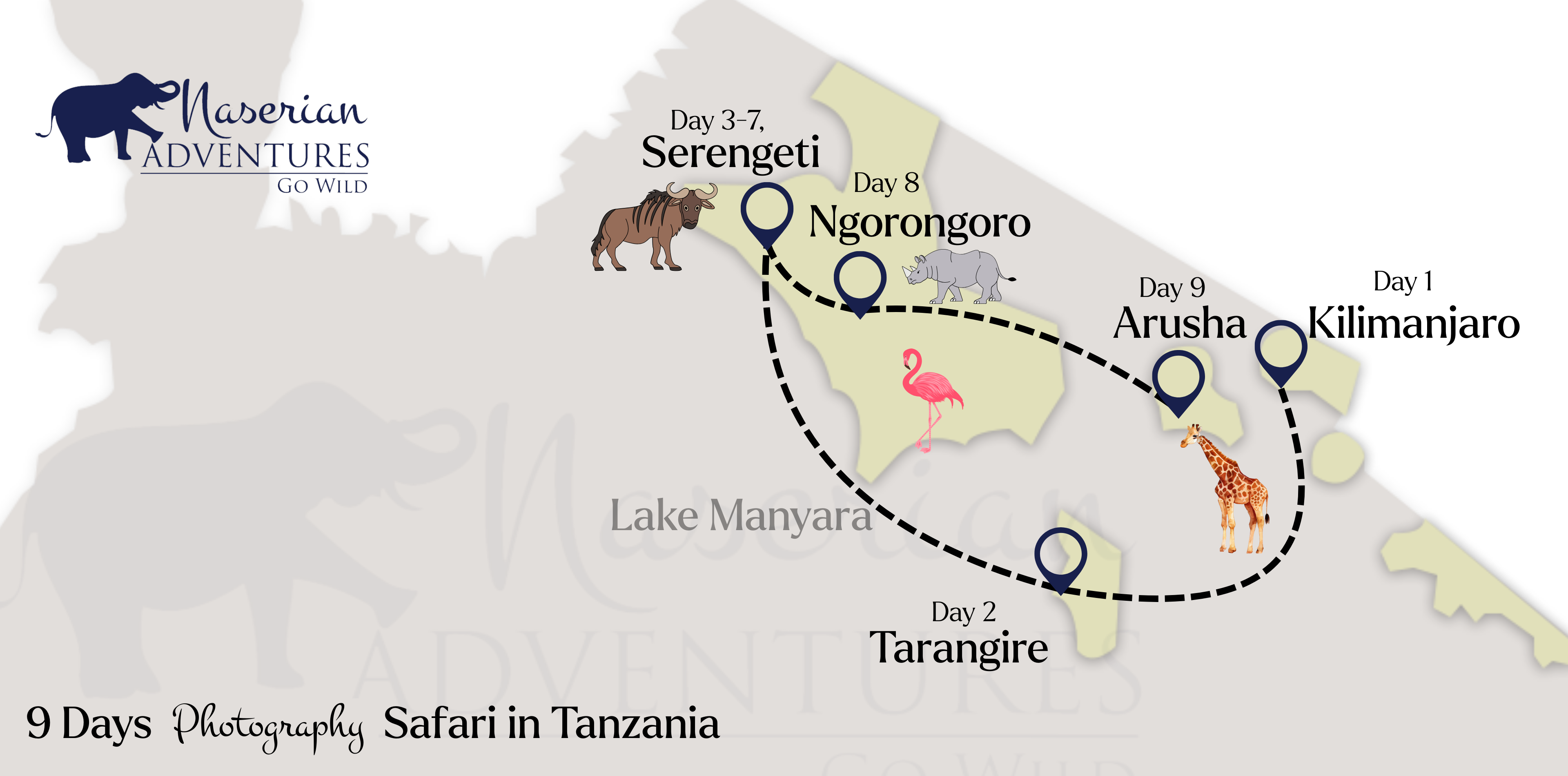 9 Days Photography Safari In Tanzania Map